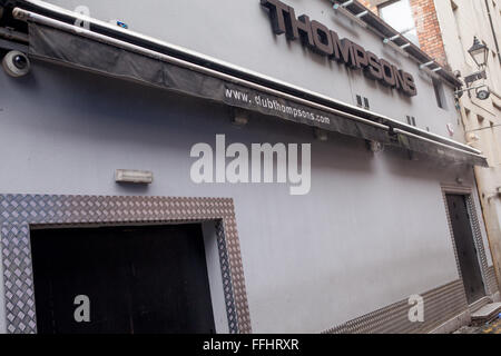 Belfast 31st January 2016. Exterior of Thompsons Garage Night Club in ...