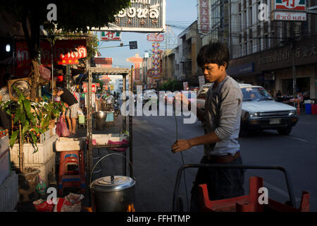 Thanon Yaowarat road at night in central Chinatown district of Bangkok Thailand. Yaowarat and Phahurat is Bangkok's multicultura Stock Photo