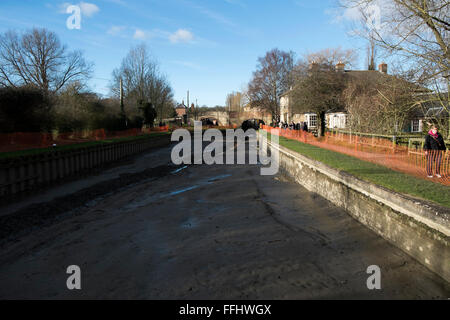 Drained canal / lock at Stock Bruerne / Northamptonshire Stock Photo