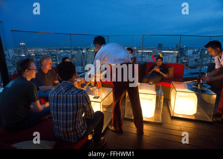 Red Sky Restaurant Rooftop. Bangkok. Thailand. On the top floor of the Centara Grand skyscraper in the city centre. The view  Ch Stock Photo