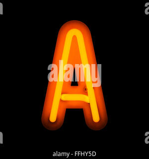 Neon Letter A from neon alphabet collection isolated on black Stock Photo