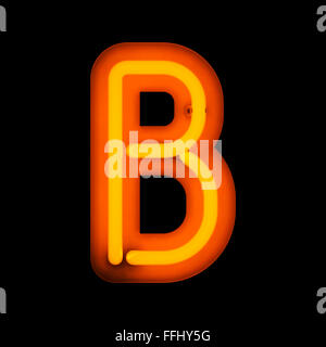 Neon Letter B from neon alphabet collection isolated on black Stock Photo