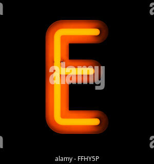 Neon Letter E from neon alphabet collection isolated on black Stock Photo
