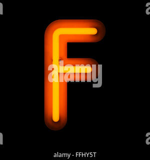 Neon Letter F from neon alphabet collection isolated on black Stock Photo