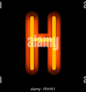 Neon Letter H from neon alphabet collection isolated on black Stock Photo