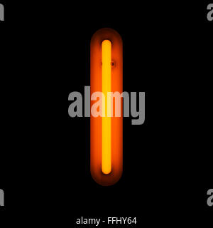 Neon Letter I from neon alphabet collection isolated on black Stock Photo