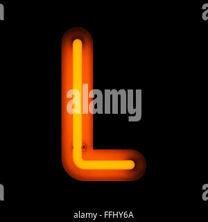 Neon Letter L from neon alphabet collection isolated on black Stock Photo