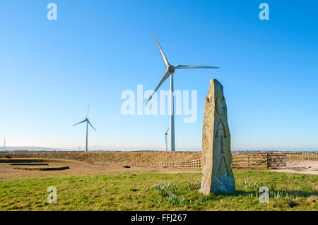 Delabole wind farm in North Cornwall, England, UK Stock Photo