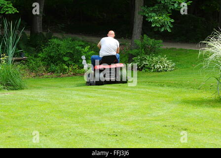Mowing the Summer Lawn Stock Photo