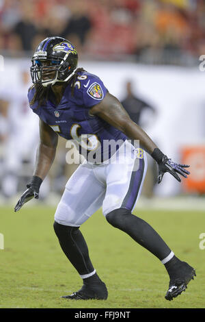 Baltimore Ravens linebacker Josh Bynes (56) walks off the field after an  NFL football game against the New York Giants Sunday, Oct. 16, 2022, in  East Rutherford, N.J. (AP Photo/Adam Hunger Stock