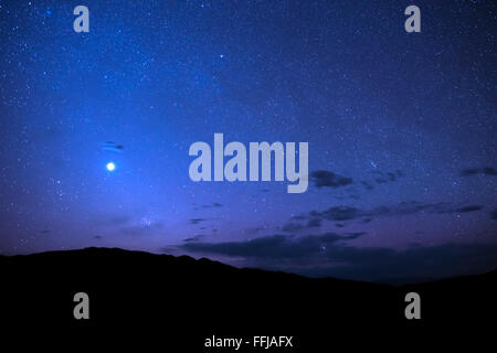 Venus shining bright over Death Valley National Park in California Stock Photo