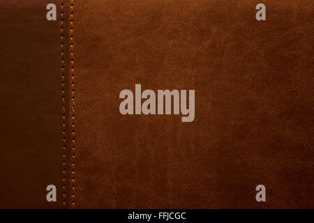 brown leather texture with seam at margin Stock Photo