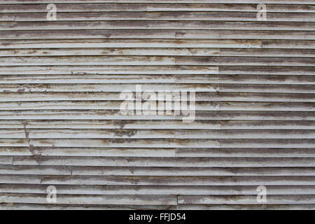 Large old rustic weatherboard timber wall. Stock Photo