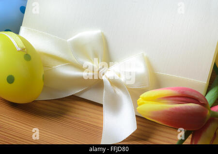 easter composition with blank card Stock Photo