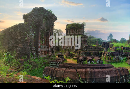 My Son is a set of temple ruins from the ancient Cham Empire in the central coast of Vietnam.It is a UNESCO World Heritage Site Stock Photo