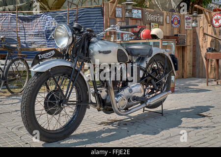 Vintage Triumph 3T 350cc twin. British motorcycle  c.1940's Stock Photo