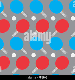 Ping pong seamless pattern. Tennis ping pong, activity competition, racket and ball, sport game. Vector abstract flat design ill Stock Photo