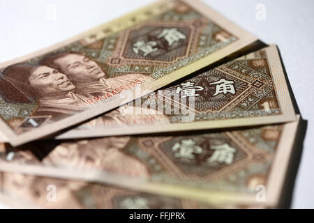 In this photo illustration notes of Chinese currency RMB, with the ...
