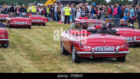 Red Arrows pilots entertaining the crowds at Biggin Hill Stock Photo