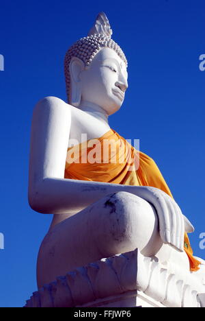 The statue of Buddha at the Buddha park with blue sky and clouds in the ...