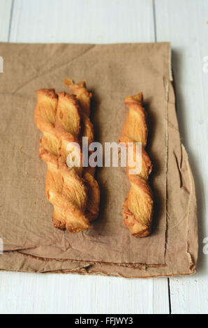 Cheese sticks with puff pastry and cheddar cheese Stock Photo