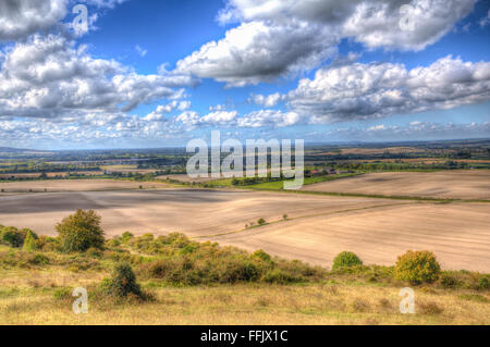 View from Ivinghoe Beacon Chilterns Hills Buckinghamshire England UK English countryside between Dunstable Bedfordshire Stock Photo