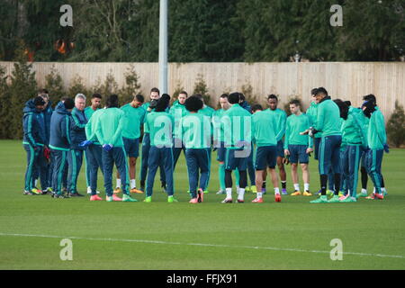 The Chelsea Football team train prior to their knockout first leg ...