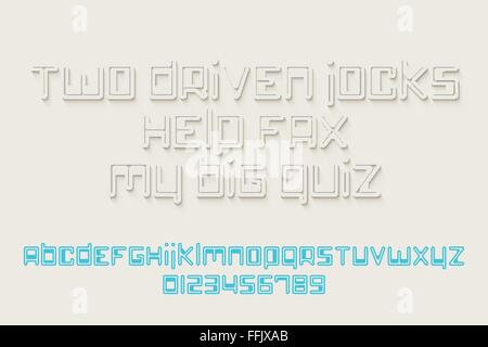 new set of stylish, 3d effect alphabet letters and numbers. vector contemporary font type collection. bold style typeface design Stock Vector