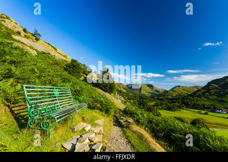 Bench overlooking Ullswater, Lake District National Park, Cumbria, England Stock Photo