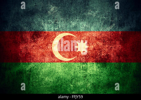 flag of Azerbaijan or Azerbaijani banner on rough pattern texture vintage background Stock Photo