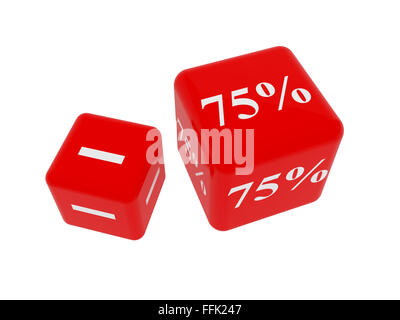Symbols of percent on red cubes over  white background. Stock Photo