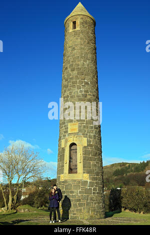 The Pencil Monument in Lags, Ayrshire Scotland. Erected in 1912 it commemorates the Battle of Largs in 1263. Stock Photo