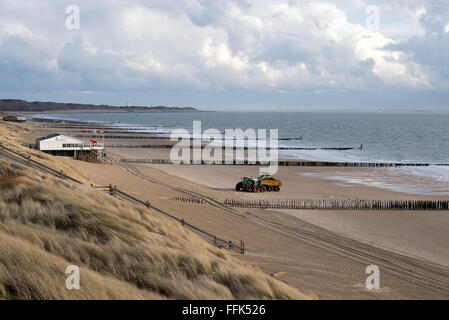 coast, sandy beach, groyne, Westkapelle near Domburg, North Sea Coast, Zeeland, Netherlands Stock Photo