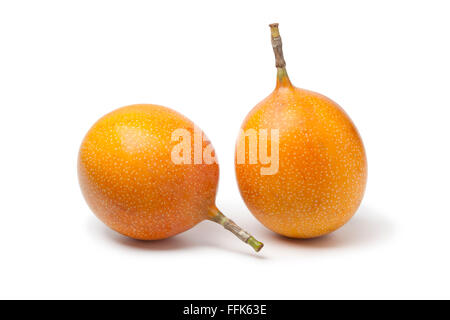 Whole orange passion fruit isolated on white background Stock Photo