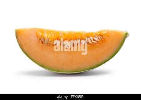 Slice of fresh Cantaloupe melon isolated on white background Stock Photo