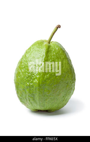 Whole single fresh guava isolated on white background Stock Photo