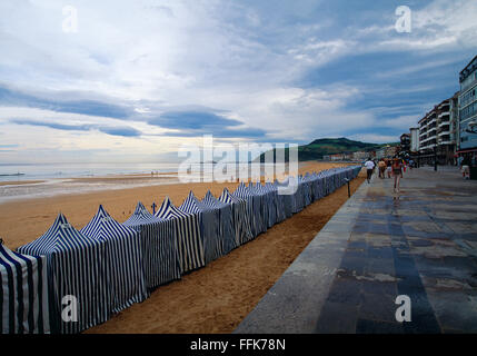 Promenade and beach. Zarauz, Guipuzcoa province, Basque Country, Spain. Stock Photo