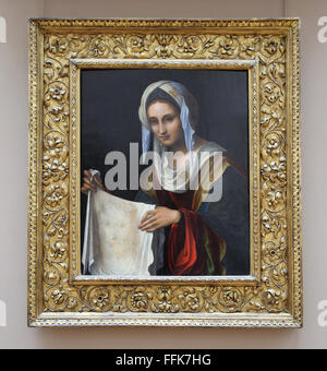 Saint Veronica, 1508  by Italian painter Lorenzo Costa (1460-1535). Renaissance. Louvre Museum. Paris. France. Stock Photo