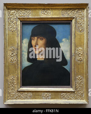 Italian painter Giovanni Bellini (1430-1516). Portrait of a man. Louvre Museum. Paris. France. Renaissance. Stock Photo