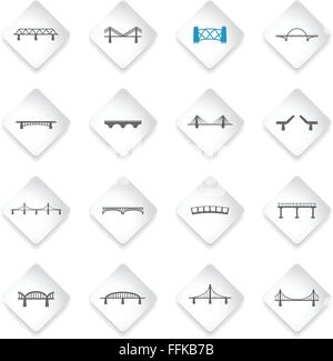 Vector illustration set of bridges icons. Types of bridges. Linear ...