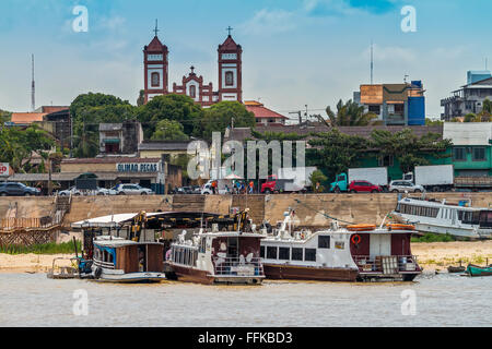 Amazon River Boats Tied Up Santarem Brazil Stock Photo