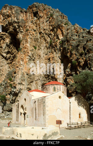 Griechenland, Kreta, Schlucht Agio Farango, Kirche Agios Andonios Stock Photo