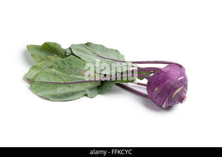 Fresh purple kohlrabi on white background Stock Photo