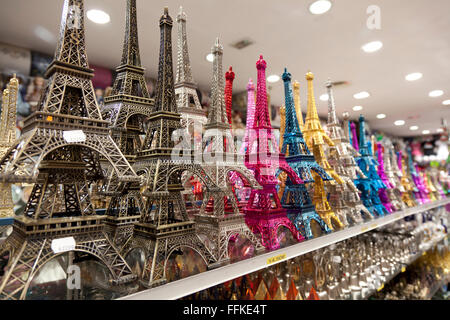 Small and colored miniature Eiffel tower souvenirs Stock Photo