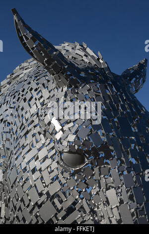 'The Kelpies' horse sculpture maquette, by sculptor Andy Scott, at the Falkirk Wheel, in Falkirk, Scotland. Stock Photo