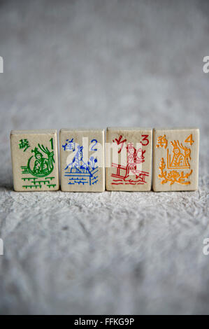 Mahjong season tiles Stock Photo