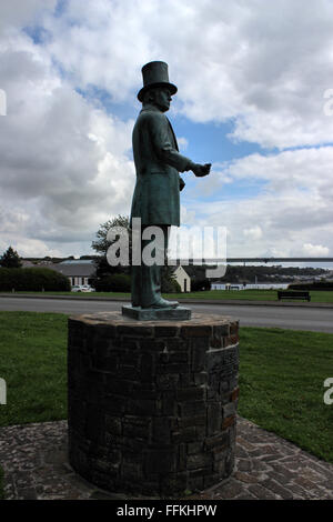 Statue of Isambard Kingdom Brunel Quay in Neyland Pembrokeshire Stock Photo