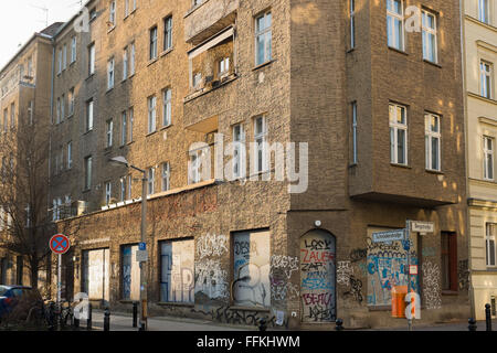 BERLIN, FEBRUARY 13: Typical Berlin building brick wall in Berlin Mitte ...