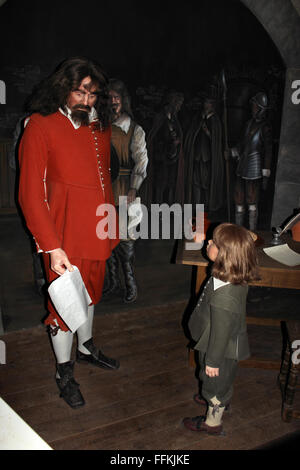 John Poyer gazing at his fatal, blank sheet which seals his fate following the defeat of his Royalist troops at Pembroke Castle Stock Photo