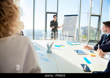 Female architect giving presentation in business meeting Stock Photo